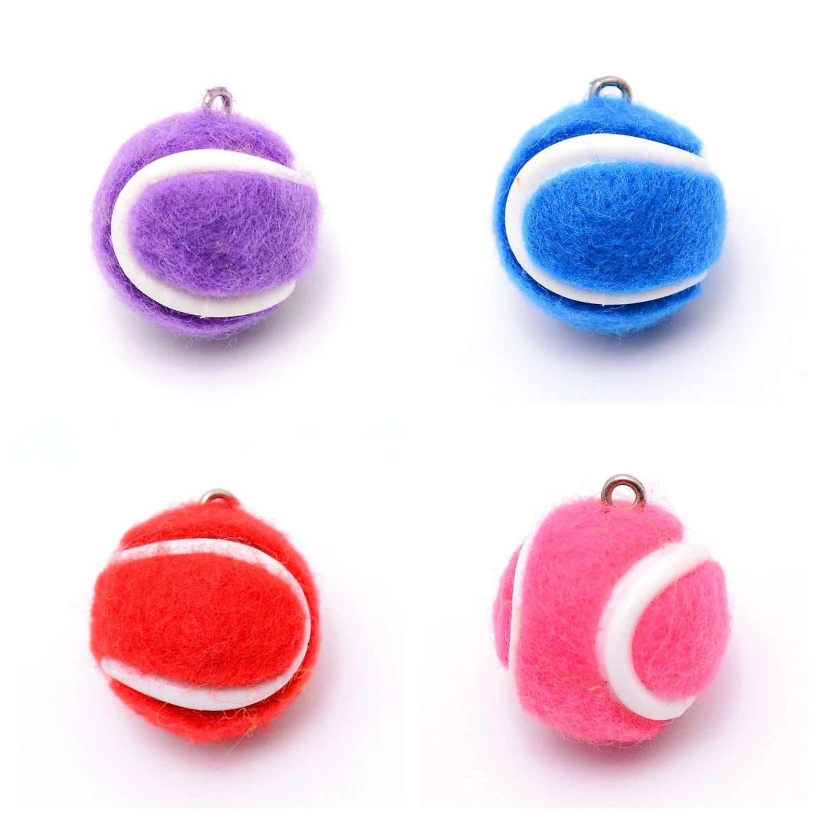 

30pc Mix Colors Creative Mini Cloth Fabric Tennis Ball Pendant Charm Bracelet for Necklace Keychain Earring DIY Jewelry Making