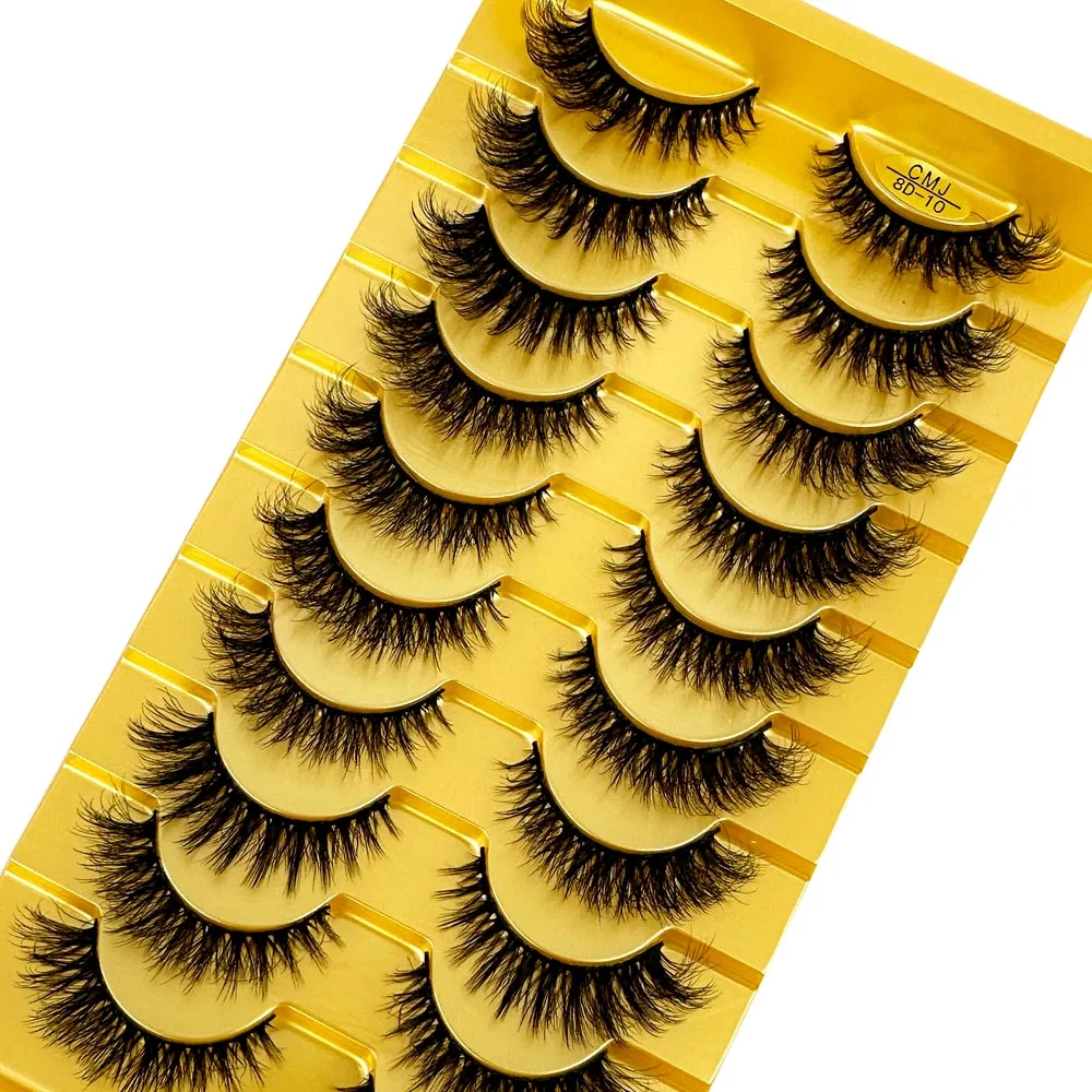 NEW 10pairs Cat eye Eyelashes 3D Natural False Lashes Fluffy Soft Cross Manga Lashes Wispy Natural Eyelash Extension Makeup