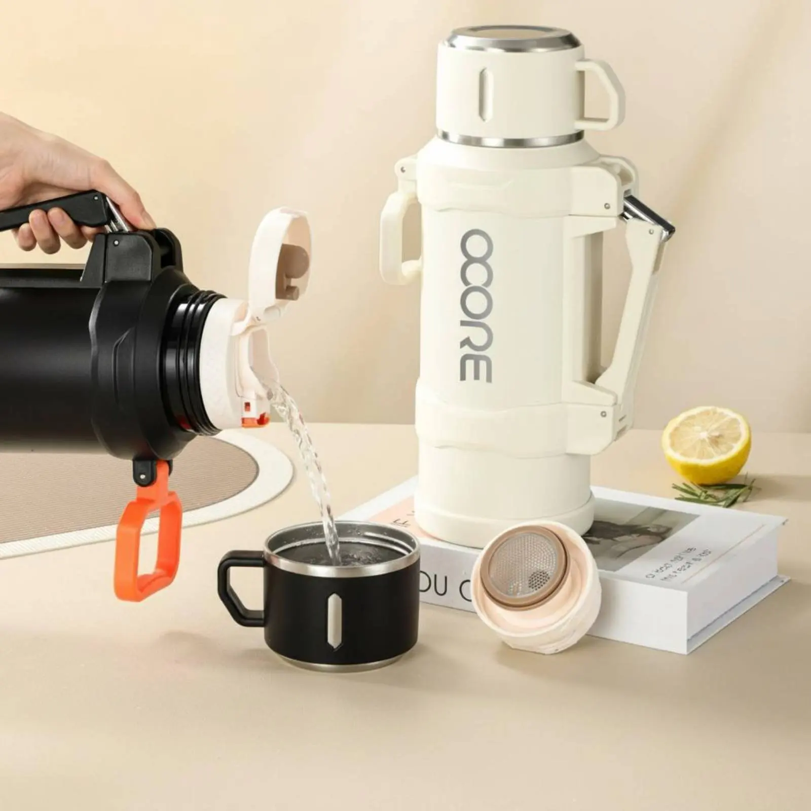 Travel Vacuum Bottle Jug 48h Temperature Retention Large Insulated Water Bottle Insulated Water Bottle Double Wall for Outdoor