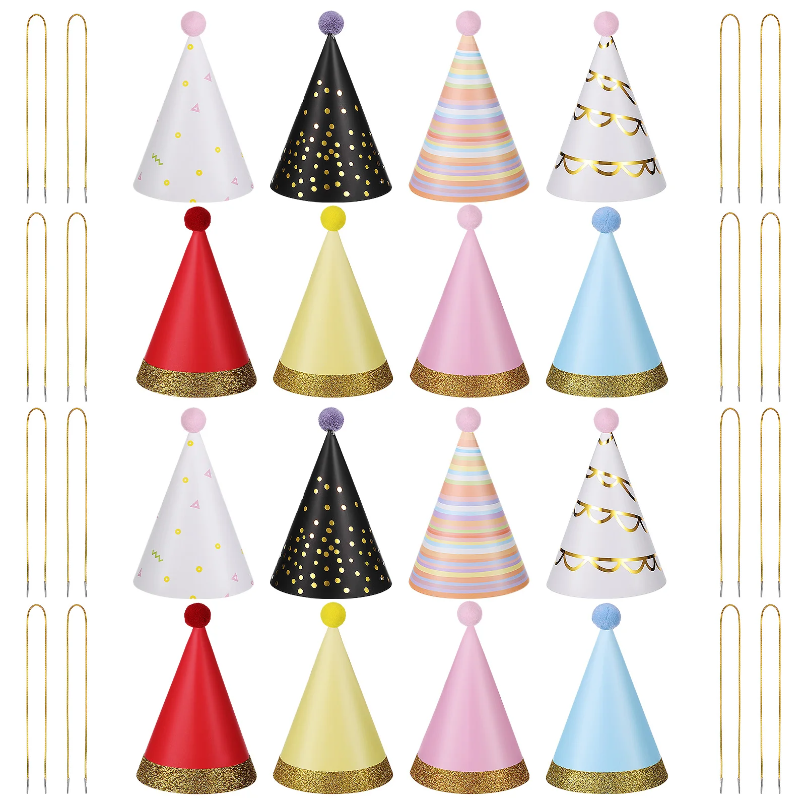 

16 Pcs Birthday Party Hat Cone Decorations Adult Hats for Paper Cute Conical Cap