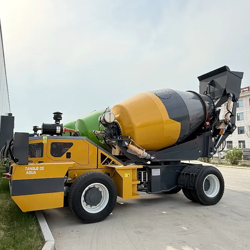 4.0m3 Self Loading Concrete Mixer Truck 270° Rotation Mobile Concrete Plant Civil Project