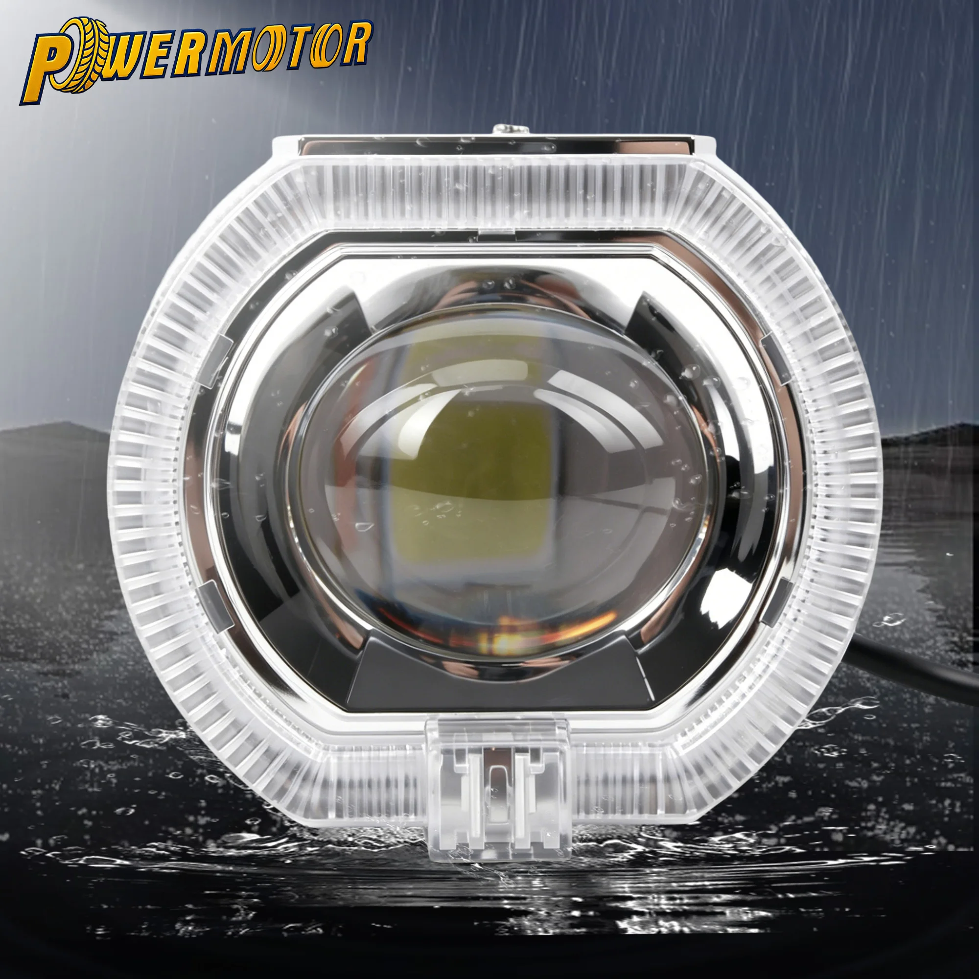 Motorcycle 2.5 Inch LED Projector Lens Light Dual Halo Angel Demon Eye DRL For Car Truck ATV Scooter Headlight Modified Parts
