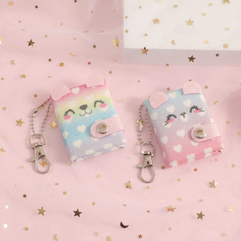 1Pc Cute Cartoon Animal Hasp Notepad with Keychain Mini Portable Pocket Notebook Journal Planner Diary Stationery Gift for Girls