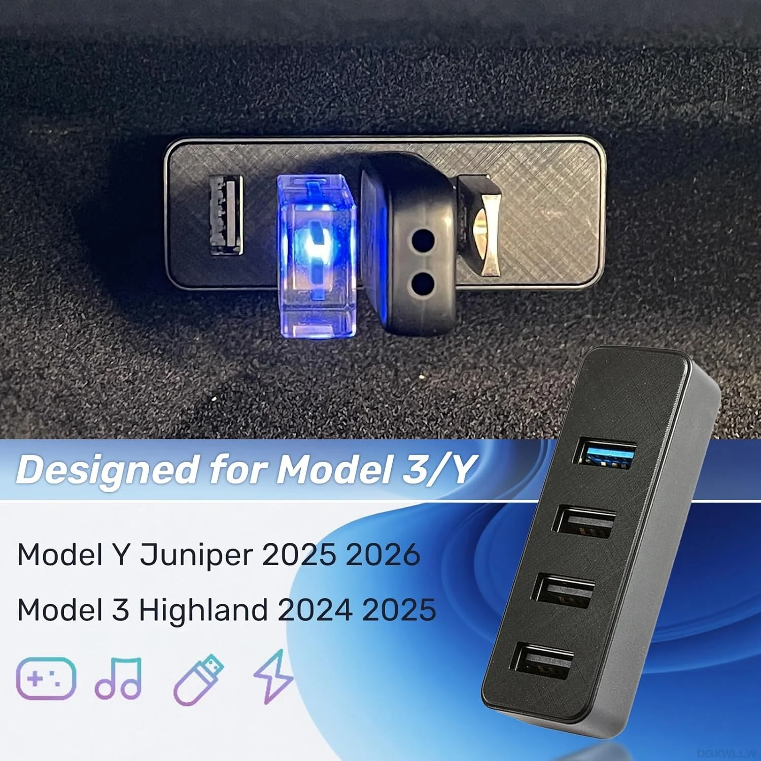 

Док-станция для Tesla New Model 3+ Highland Glove Box USB-концентратор Док-станция для быстрой зарядки Новые модели автомобильных аксессуаров 2025