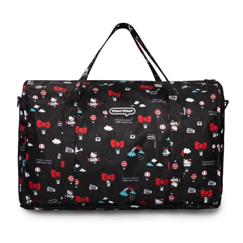 

New Sanrios Bow Hellokittys Cartoon Large Capacity Storage Foldable Travel Bag Girl Handheld Waterproof Stamped Duffle Bag Gifts