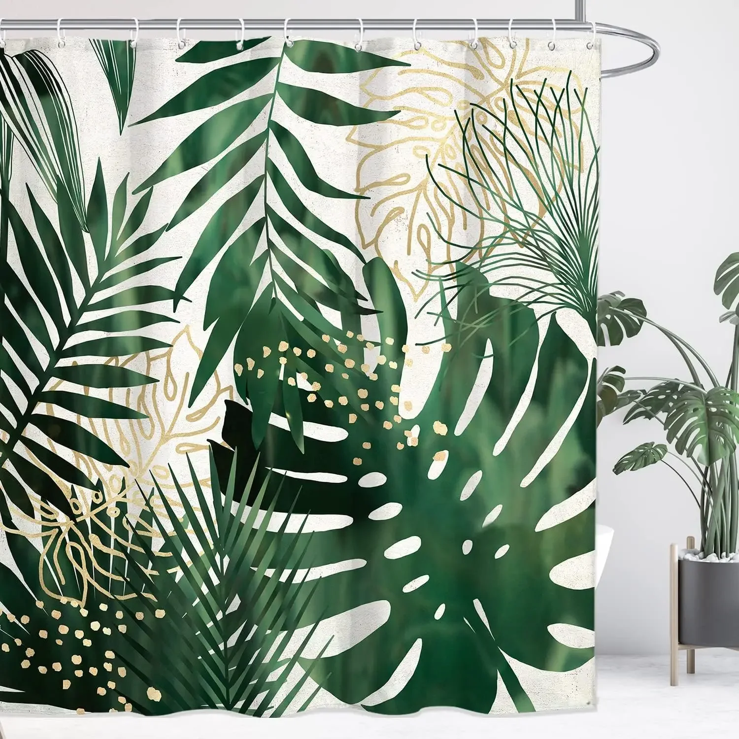 Green Cactus Shower Curtain Botanical Flower Watercolor Western Potted Succulent Farm Curtain Bathroom Decorative Shower Curtain