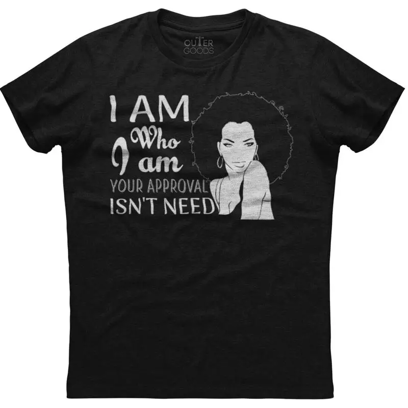تي شيرت I Am Who Black Queen Lady للسيدات من القطن الجديد