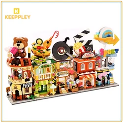 Keeppley Building Blocks Colorful Street Scene Season 6 Assembly Toy Record Store Sports Hall City Building Model Ornament Gift