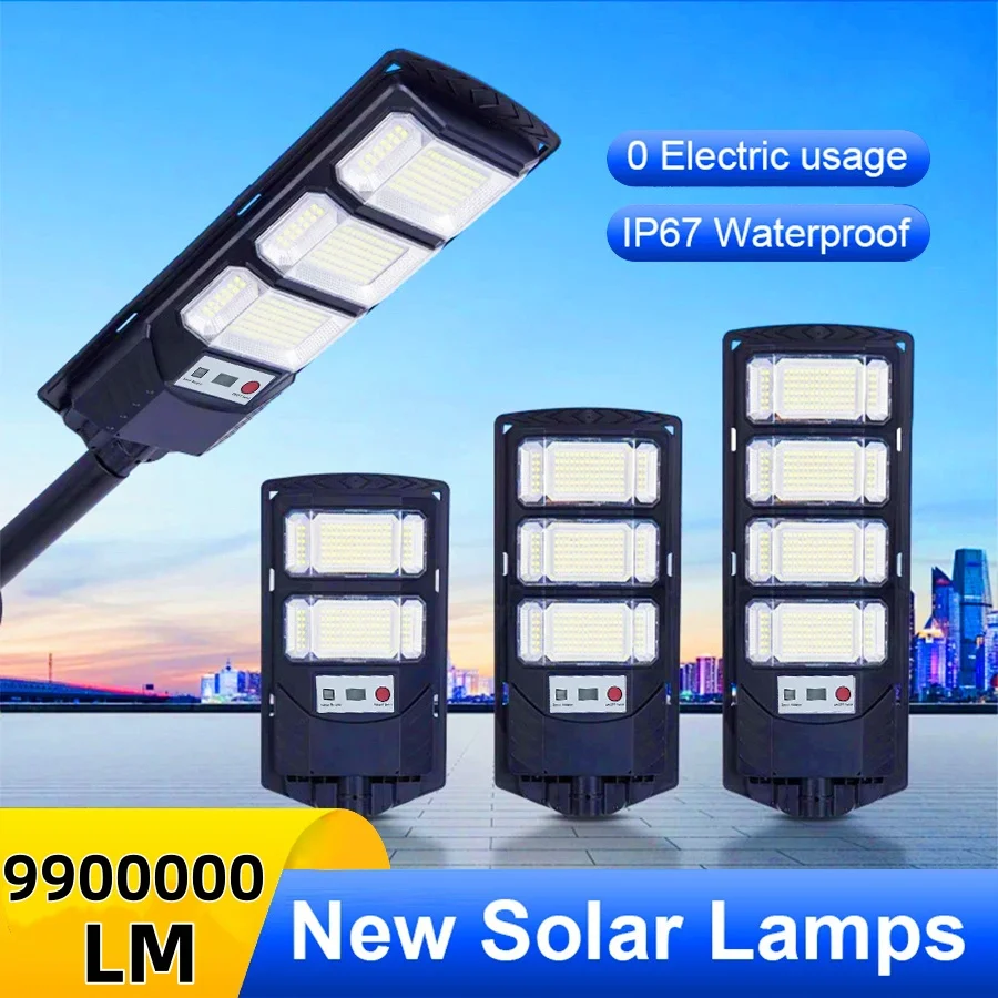 Solar Outdoor Street Lamps 2000W/3000W/4000W LED Lamps, Sunlight Motion Sensor Remote Control Garden Garage Courtyard Wall Lamps
