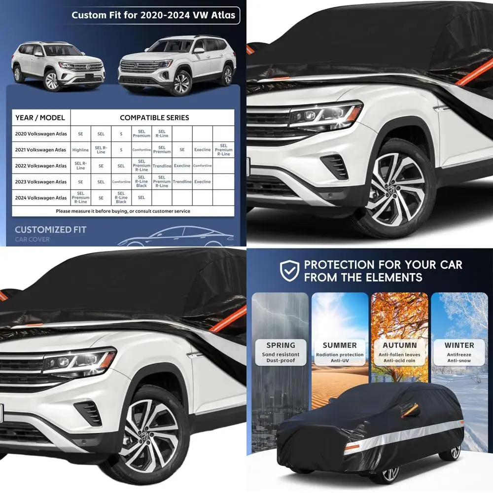 

Custom Tailored 10-Layer Car Cover for Volkswagen Atlas (2017-2024) - Waterproof, UV-Protected, All-Weather Protection in Black