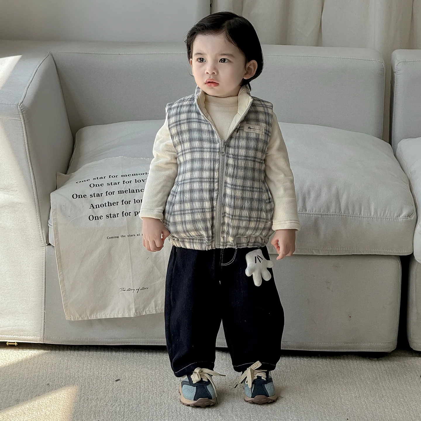 

Kids Baby Girl Vest Winter Plaid Thick Warm Reversible Toddler Girl Waistcoat Zipper Sleeveless Infant Girl Vest Coat Outerwear