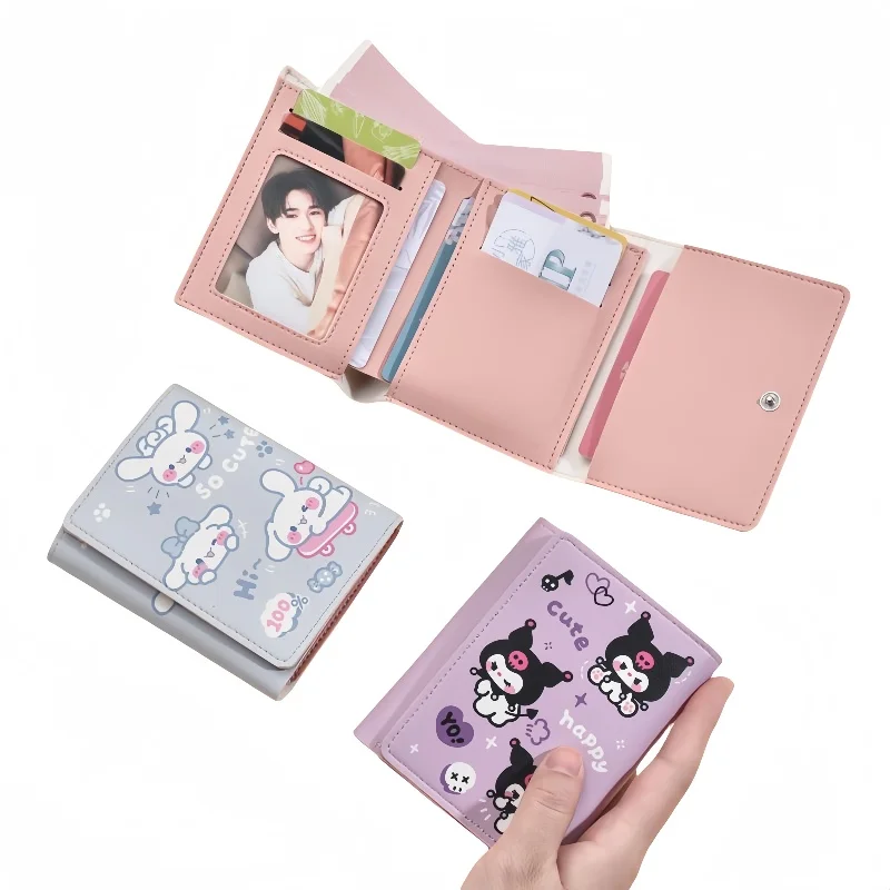 Sanrio Kuromi Coin Purse Cartoon Cute Pochacco Multifunctional Folding Tri-fold Wallet Good-looking Integrated Card Holder