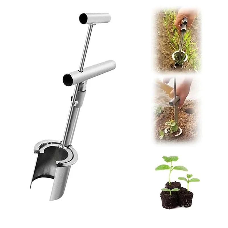 AB47-2X Plant And Fruit Tree Seedling Transplanter, 2024 New Stainless Steel Planting Garden Tools With Long Handle Handheld