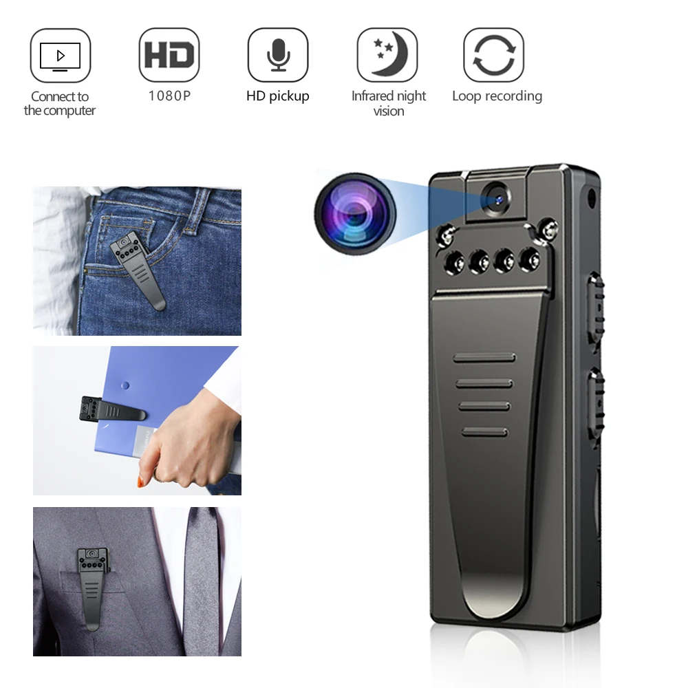 

﻿ Z8 HD 1080P Mini Camera Voice Recorder Digital Magnetic Back Clip Loop Recording Motion Detection Video Camcorder for Travel