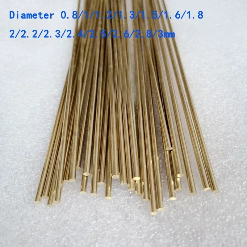 1/2/5pcs Length 500mm H62 Brass Round Rod Bar Thin Solid CNC Metal Rods 0.8/1/1.2/1.3/1.5/1.6/1.8/2/2.2/2.3/2.4/2.5/2.6/2.8/3mm