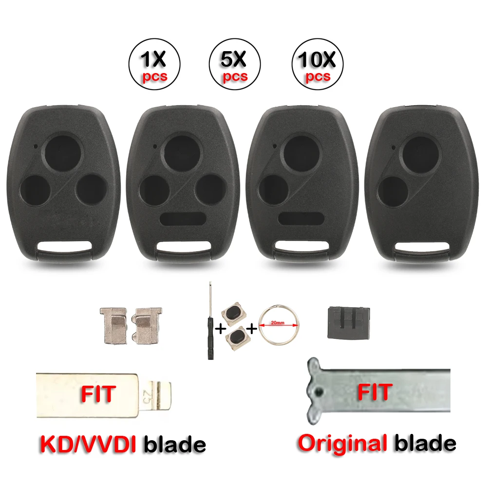 

jingyuqin 2/3/4 Buttons Car Key Case Shell Remote Fob Cover For Honda Cr-V Civic Insight Ridgeline Accord 2003 2008 2009