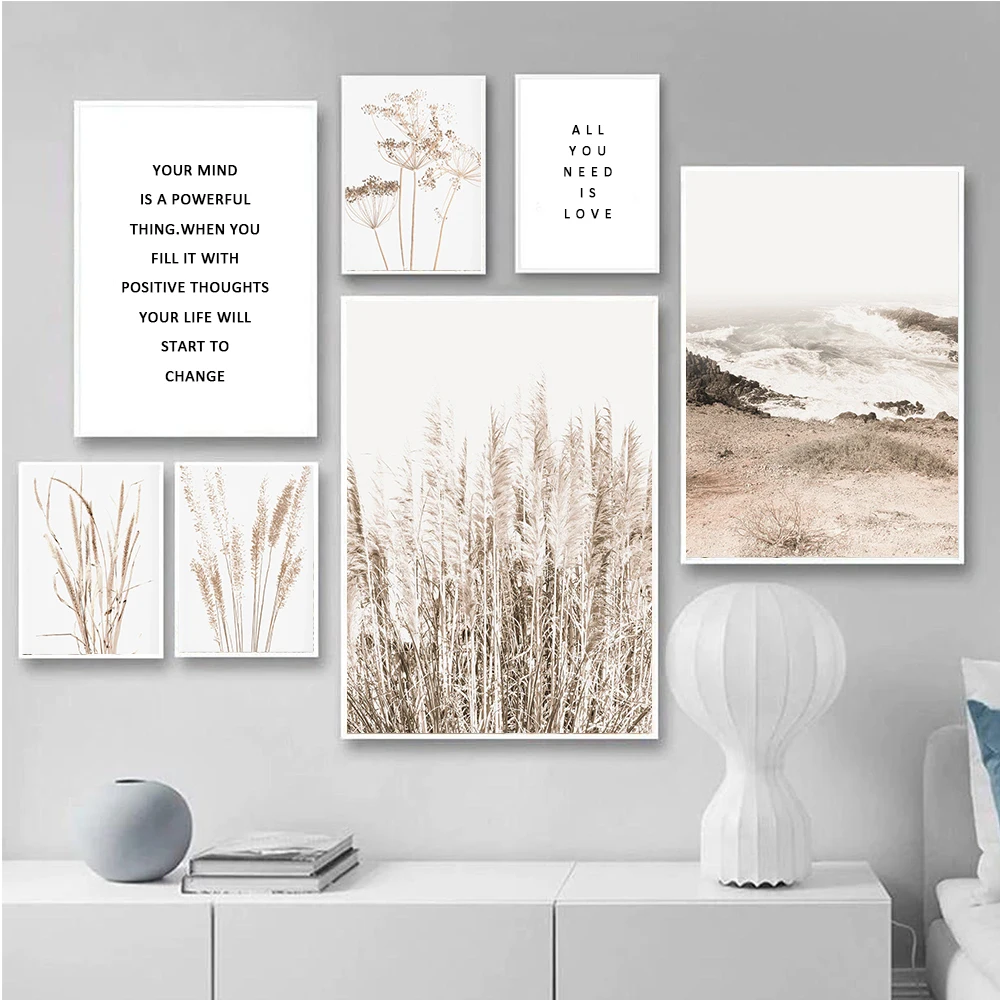 Reed Beach Hay Natural Poster Landscape Wall Art Print Canvas Painting Decoration Nordic Pictures For Living Room Home Decor