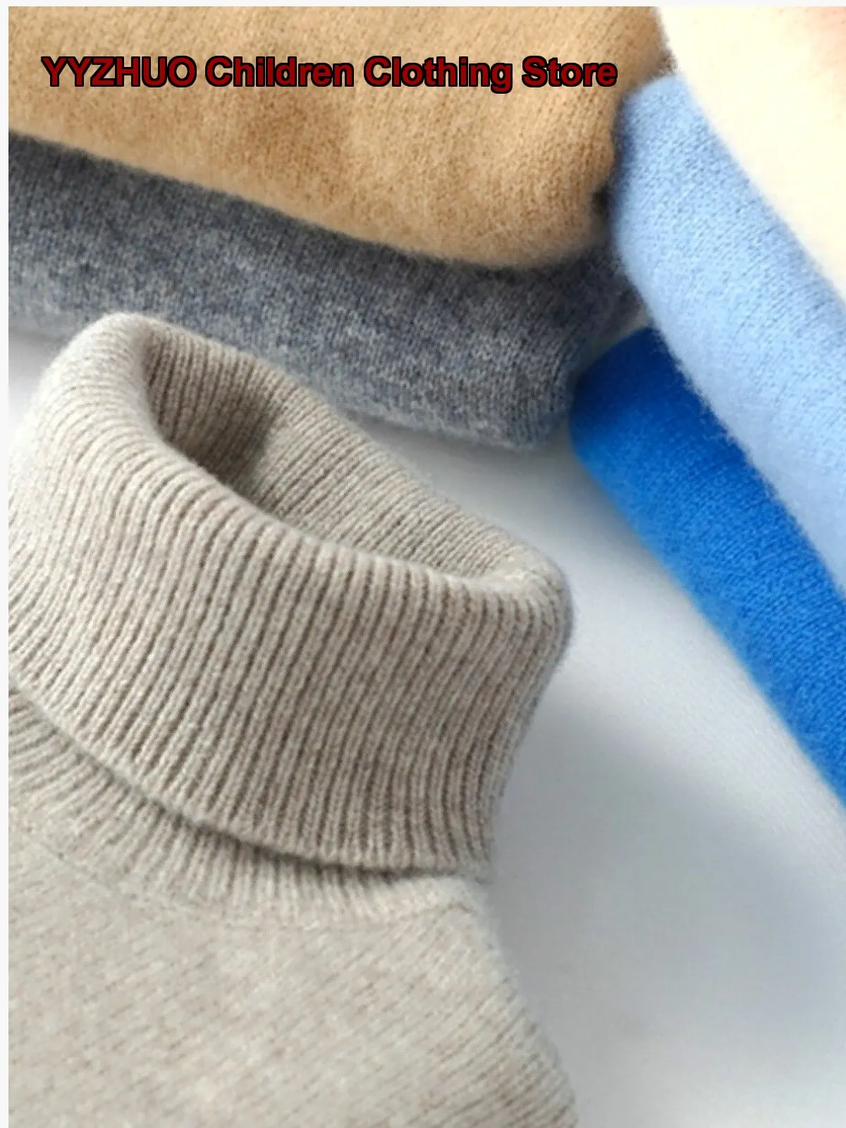 Kids Turtleneck Sweater Boys Girls Autumn Winter Cashmere Knit Top Solid Color Thickened Warm Base Layer Top Newborn High Neck