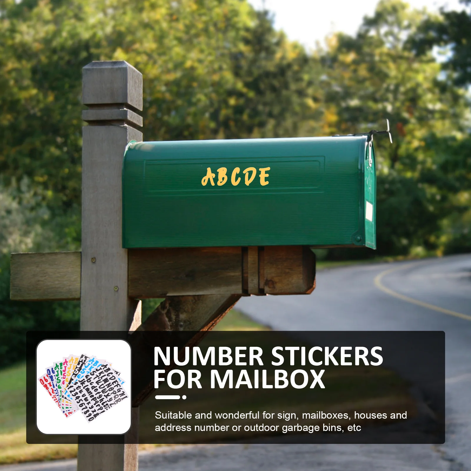 

8 Sheets Colored PVC Stickers Alphabet Letters for Mailbox Outdoor Waterproof Removable Decals Home Address Sign