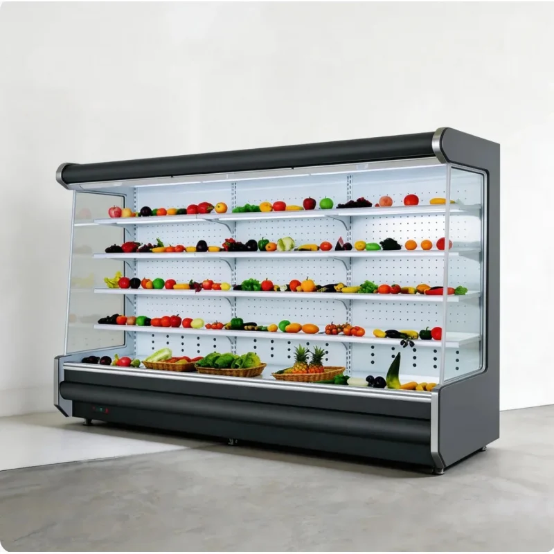 custom.Supermarket Freezer Multideck Refrigerated Open Fridge Fruits Vegetable Display Cooler Vegetable Display Chiller Cabinet