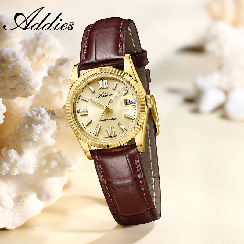 

Роскошные женские кварцевые часы Addies, 28 мм, розовое золото, сапфировое стекло, BGW9, светящиеся водонепроницаемые часы, элегантные женские часы из нержавеющей стали