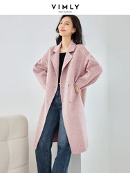 Vimly Double Faced Woolen Long Coats for Women 2023 Elegant Fashion Female Warm Overcoat Woman Notched Collar Outerwears 50690