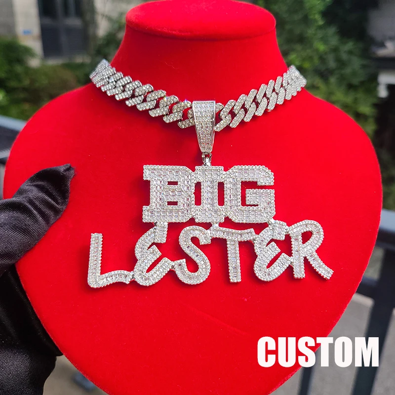 Name Necklace Custom - 맞춤형 바게트즈 이름 펜던트 2가지 글꼴