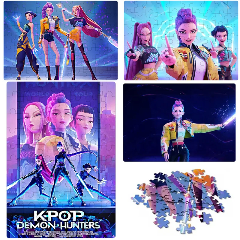 7 Stili Anime Kpop Demon Hunters Tema Gioco da tavolo Giocattoli Rumi Mira Zoey Huntrix Modello di personaggio Puzzle Regali a sorpresa per bambini