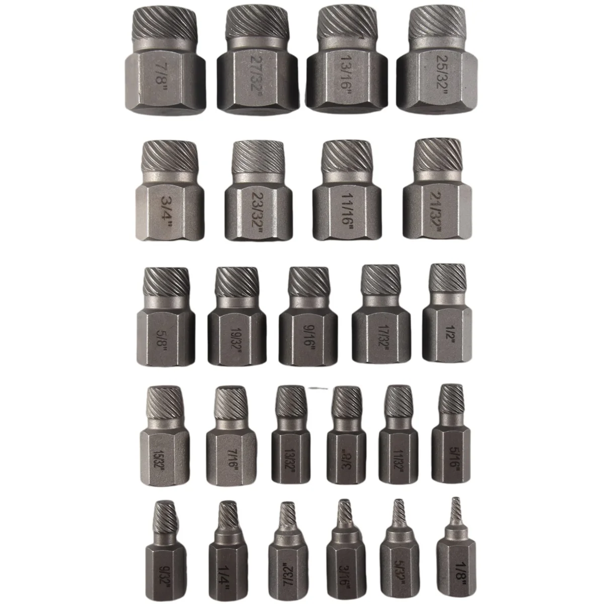 25Pcs Screw Extractor Set, 3/8 Inch Drive 2-In-1 Double Head Easy Out Bolt Extractor Set, for Removing Broken Studs