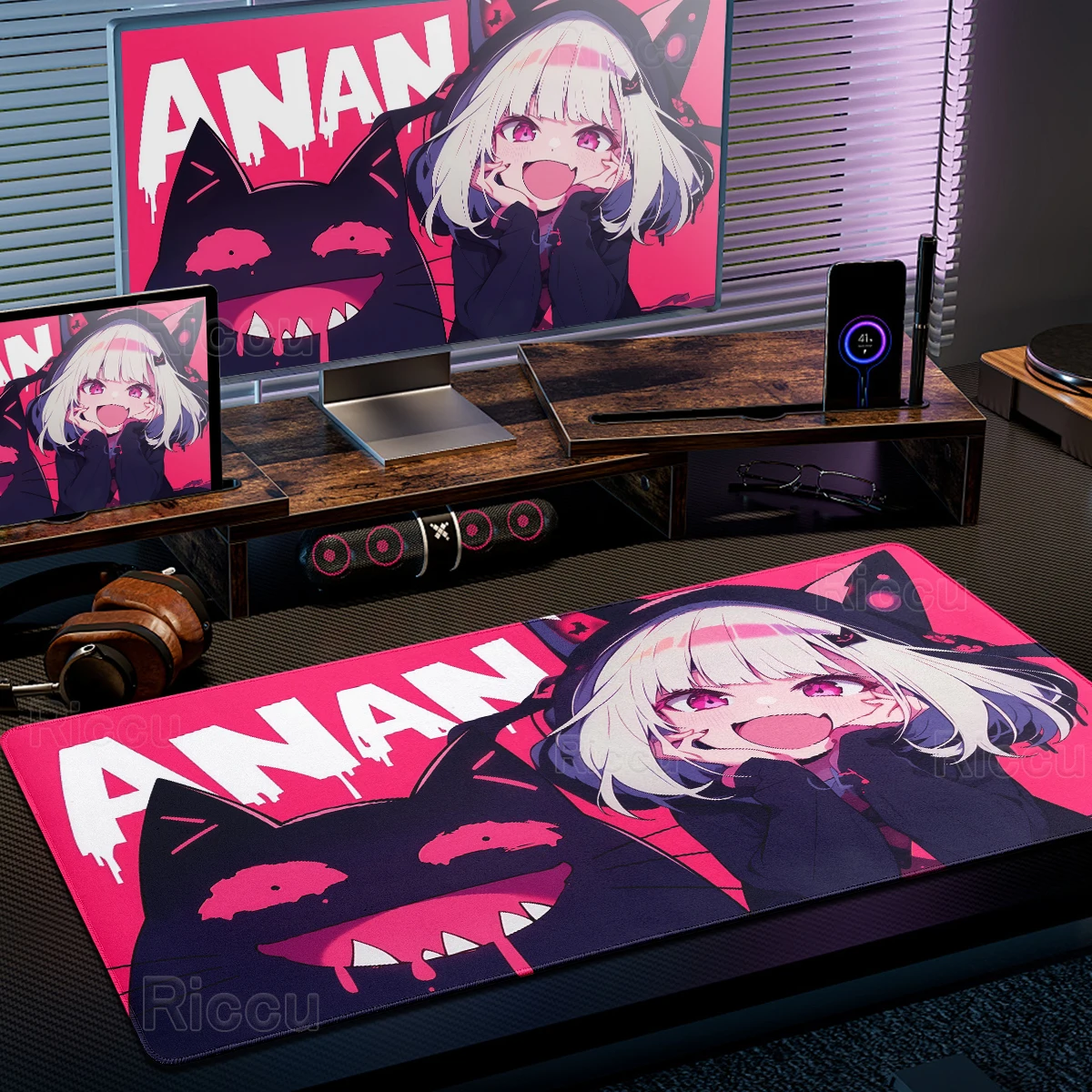 

Girls and Cat XXL Mouse Pads Kawaii Anime Aesthetics Mats PC Gaming Accessories Computer Keyboard Offices Non-slip Rubber Carpet
