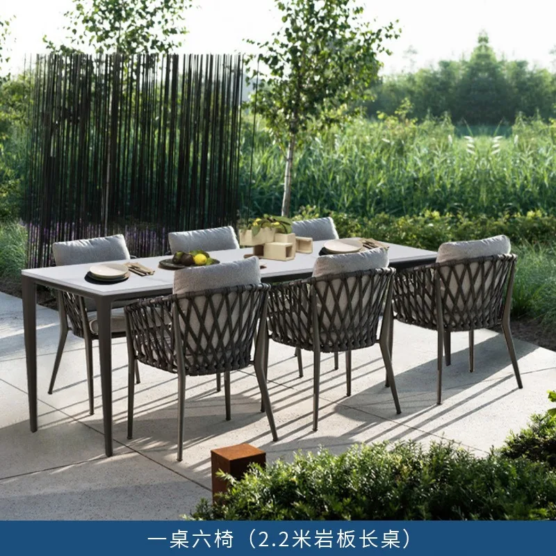 Outdoor villa balcony tables and chairs courtyard garden rain protection sun protection long table open air