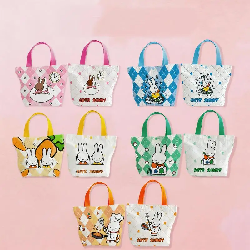 Kawaii Cartoon Miffy Rabbit Canvas Bag Student Handbag Large Capacity Storage Bag Creative Peripherals Friends Birthday Gift