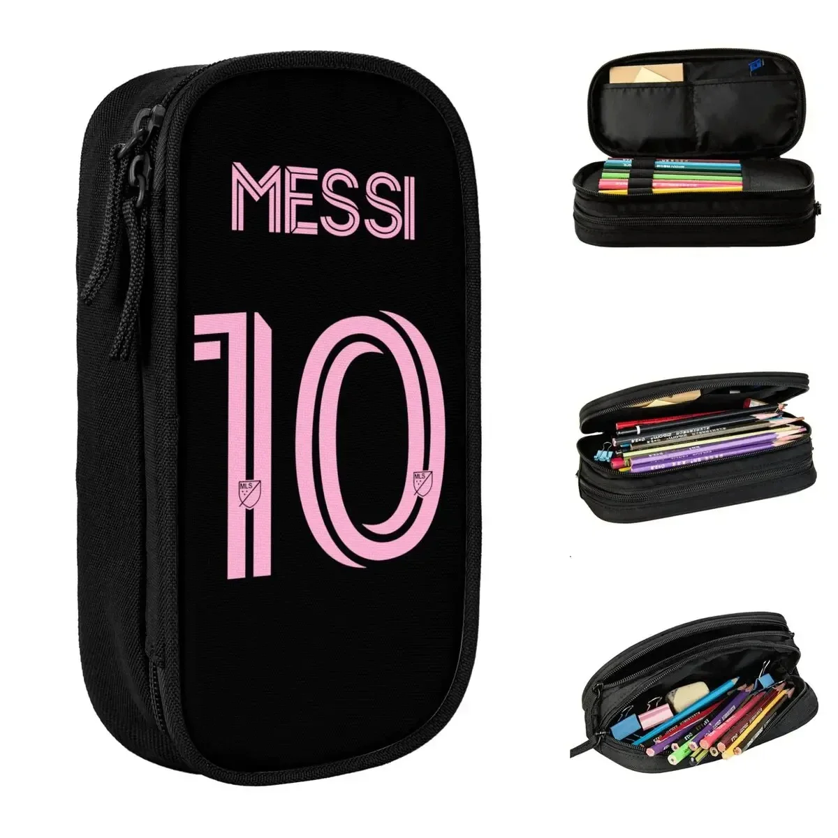 

Classic Messis Football Pencil Case Soccer 10 Messied Pencil Box Pen Student Big Capacity Bag School Supplies Zipper Stationery