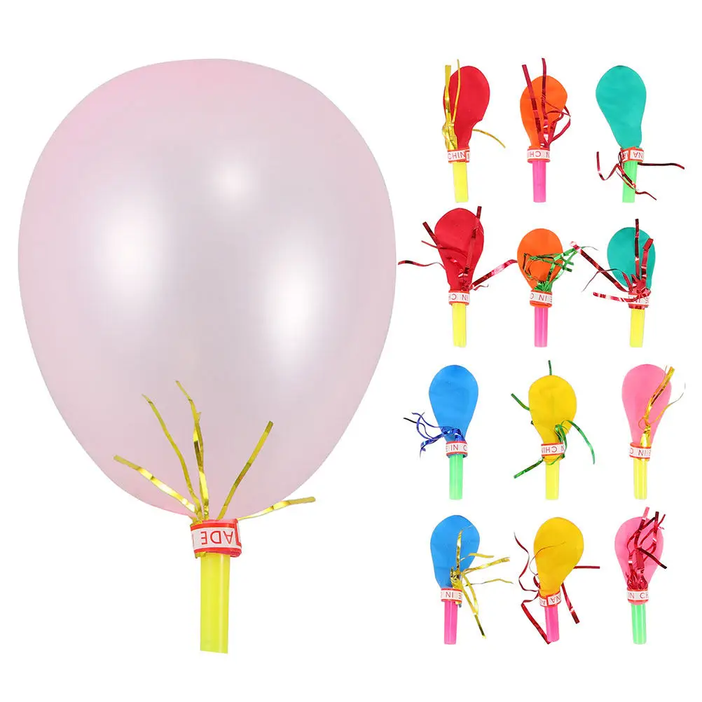 100Pcs Whistle Balloons Gold Whistle Carnival Prizes Birthday Party Blowers Punch Ballons Punching Balloon for