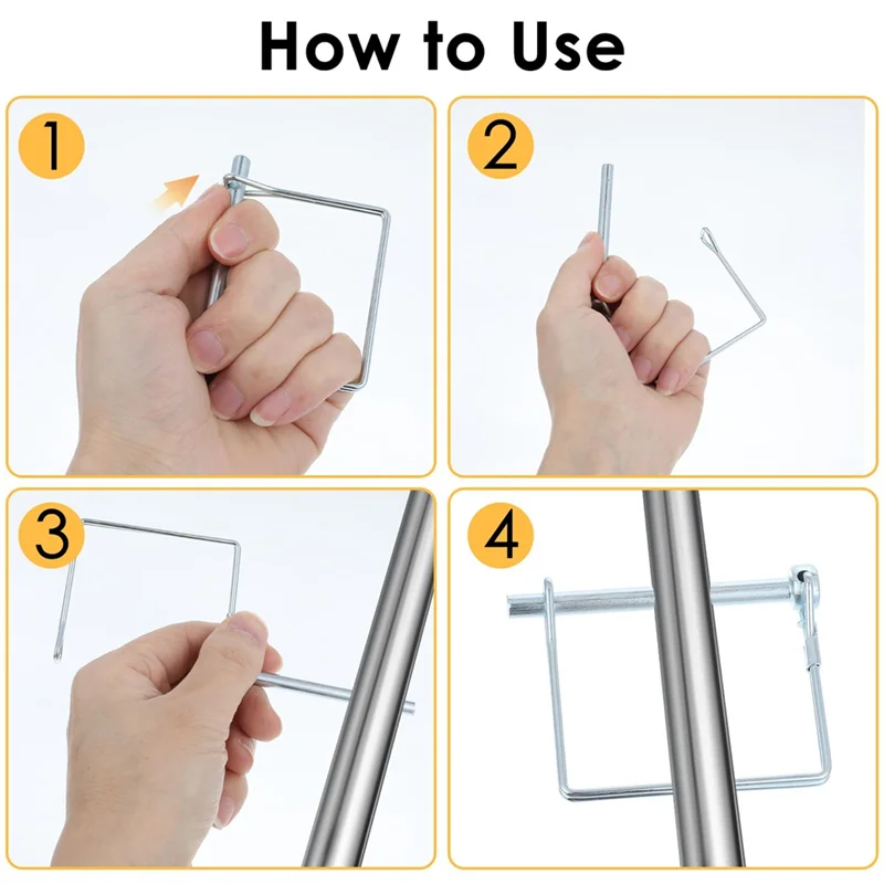 

Hot Sale-40 Pcs Carbon Steel Square Coupler Pin 1/4 Inch Trailer Hitch Wire Safety Shaft Locking Pin For Farm