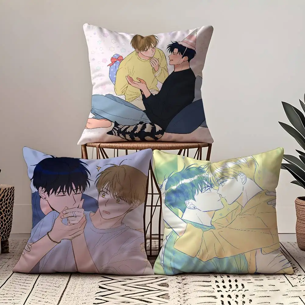 BL Manga U-Uncanny كيس وسادة مريح أريكة سرير حريري أنيق غير مرئي سحاب مخصص غطاء الوسادة الزخرفية