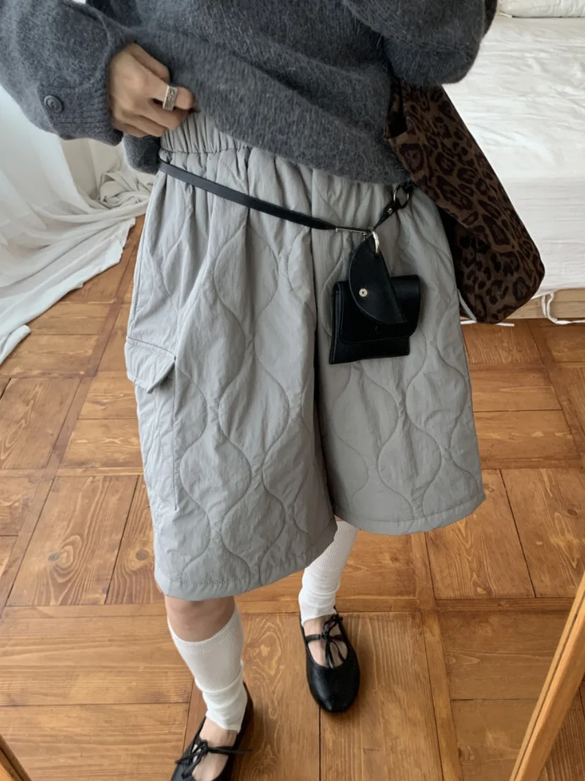 

Alien Kitty 2026, модные свободные полубрюки, женские минималистичные однотонные зимние прямые шорты с широкими штанинами, повседневные повседневные шорты с хлопковой подкладкой