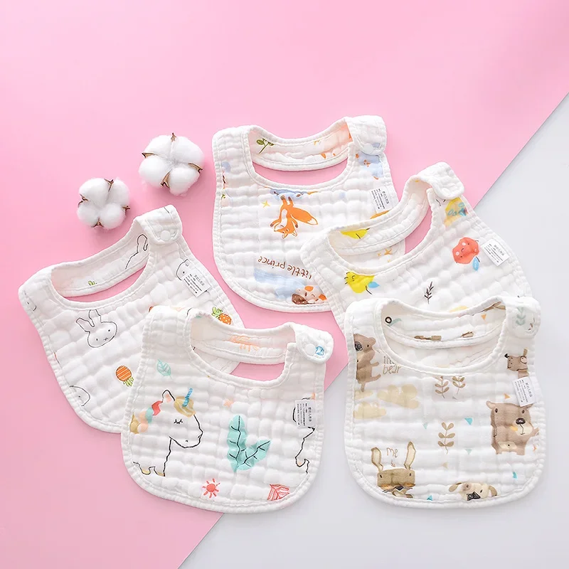 Waterproof Baby Bibs Cotton Infant Feeding Bib Newborn Burp Cloth Bandana for Kids Boys Girls Soft 8 layer U-shaped Saliva Towel