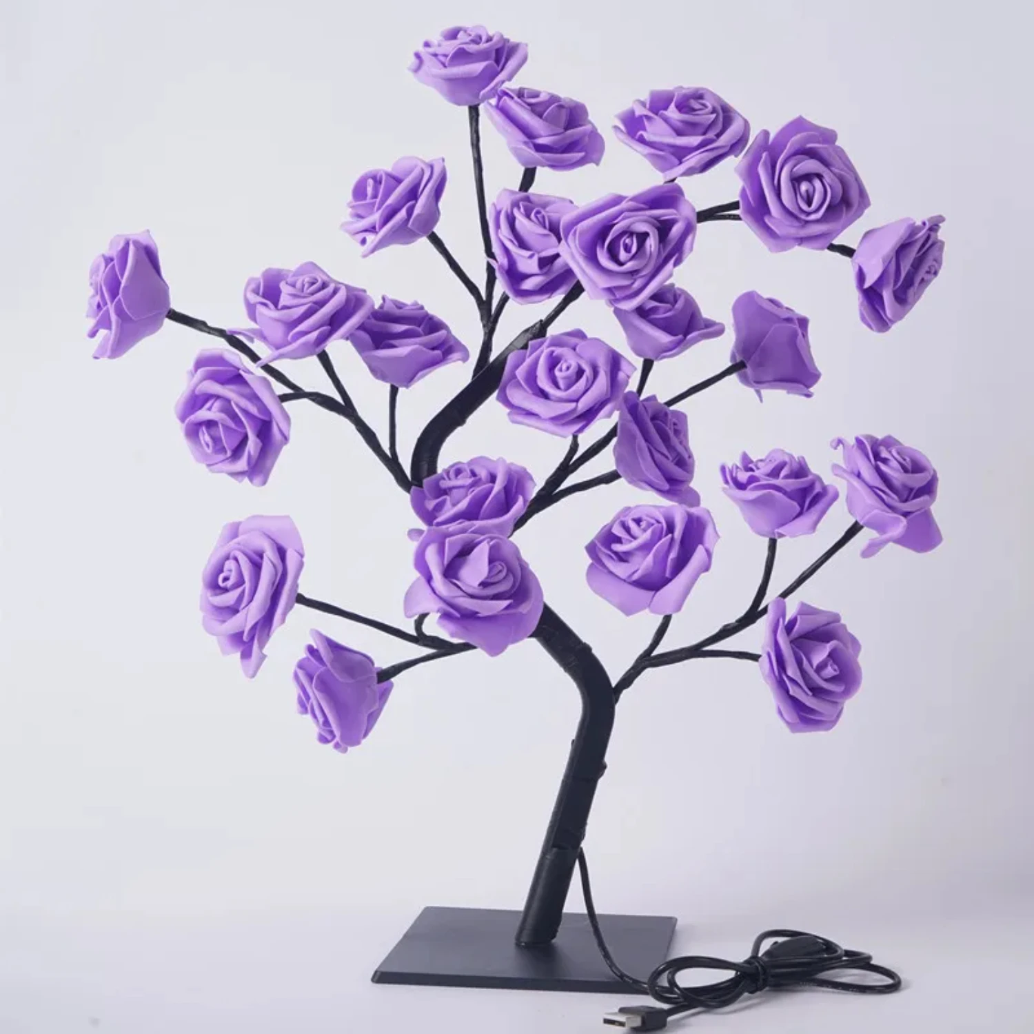 24LED Table Lamp Rose Flower Tree USB Night Lights Christmas Decoration Gift   Room Rose Flower Lighting  Decoration