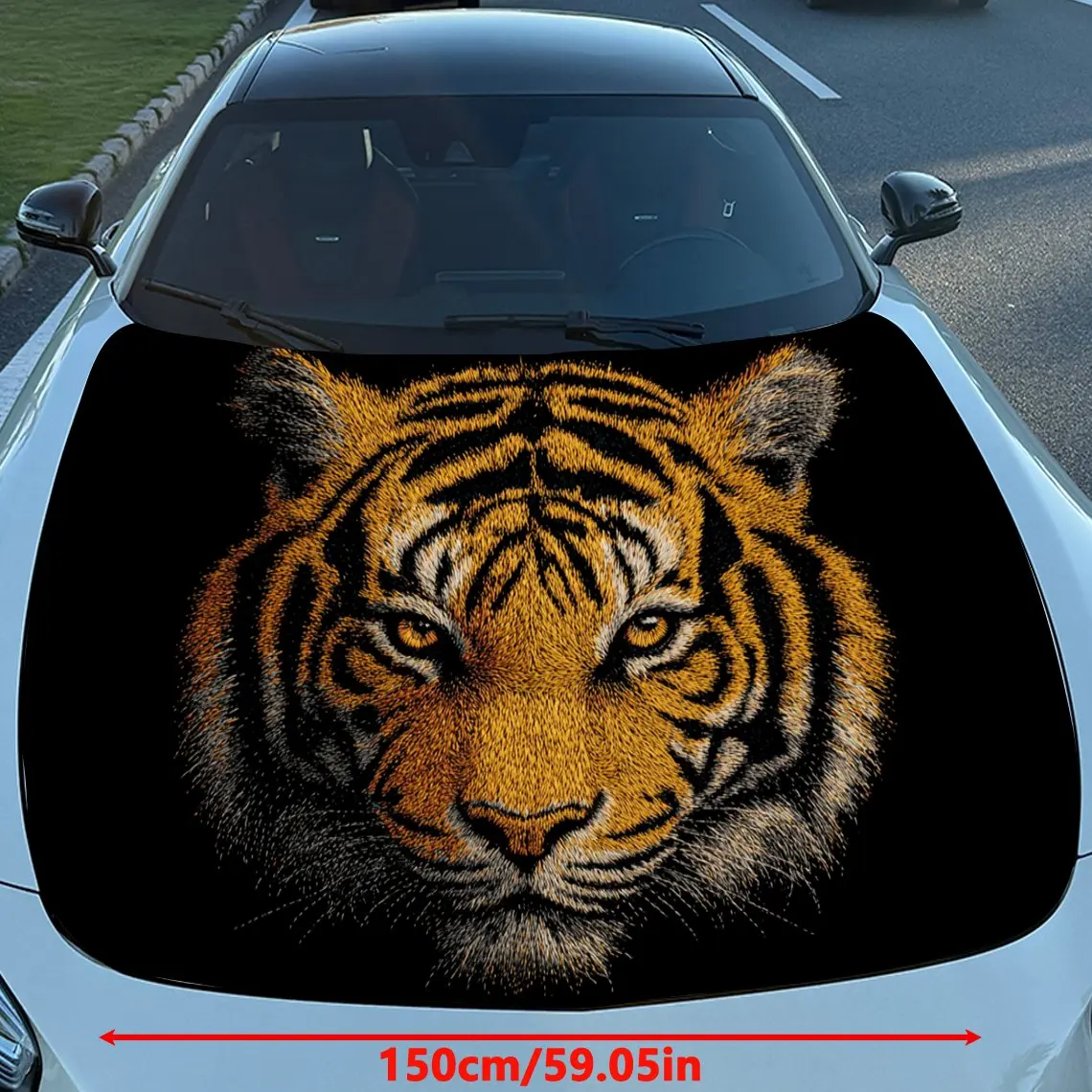 Car Decals Striking Tiger Head Design with a Tiger's Face in Sharp Detail, Exuding Wild Majesty Car Hood Sticker, Waterproof Sel