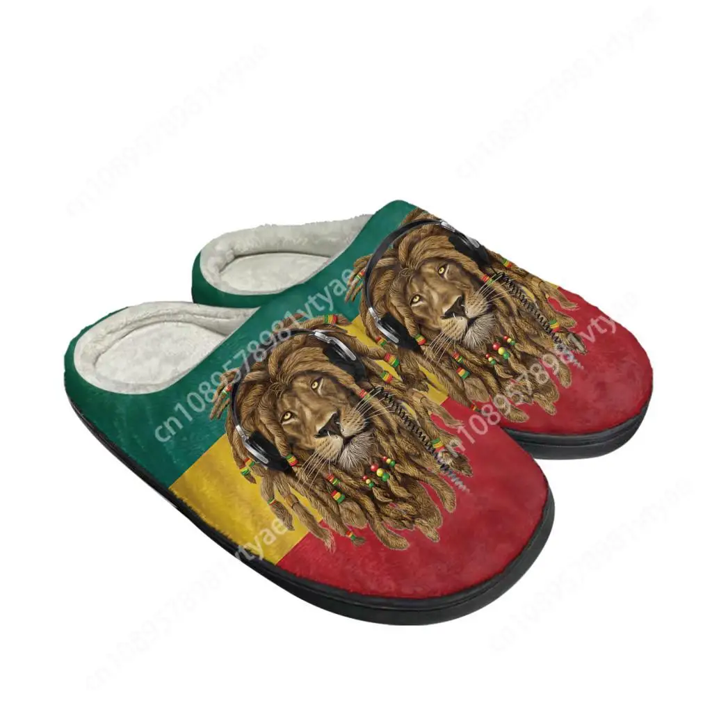 

Reggae Rastafarian Rasta Rastafari Lion of Judah Home Cotton Custom Slippers Mens Womens Sandals Plush Casual Keep Warm Shoes