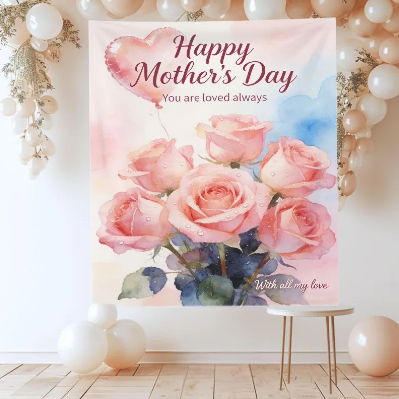 VIKAMA 2026 Mother's Day Gift Tapestry, Watercolor Daisy Narcissus Polyester Wall Hanging Party Decoration