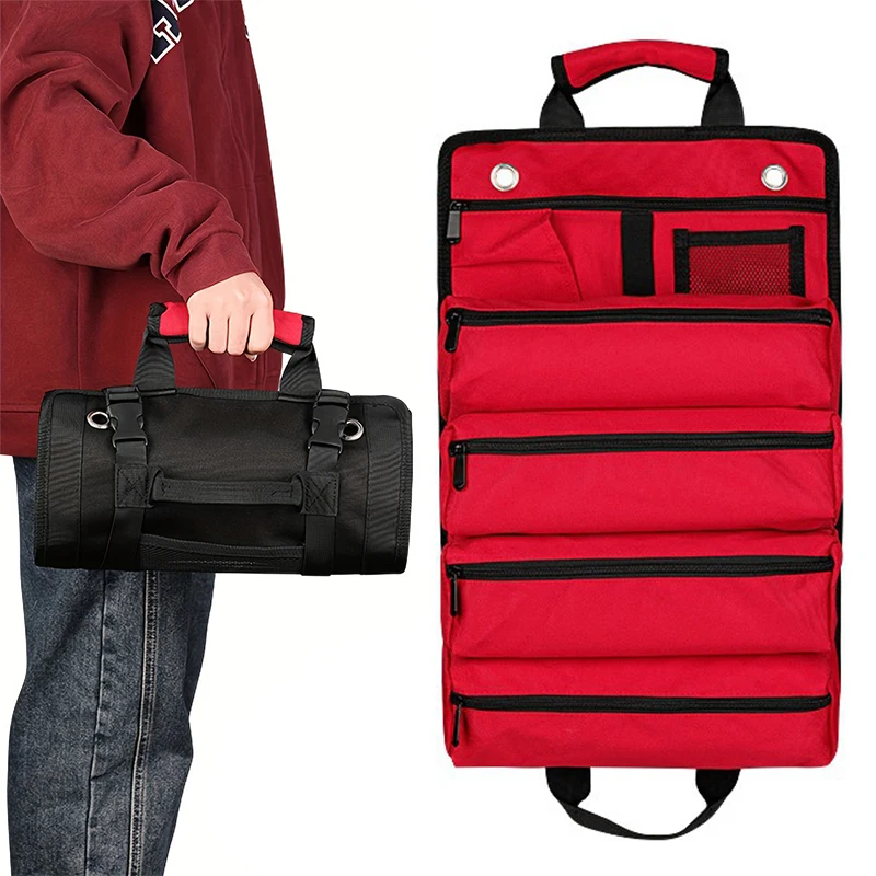 Heavy Duty Scroll Tool Storage Bag Detachable Multifunctional Pouch For Engineer Worker Maintenance Camping Tool Organizer