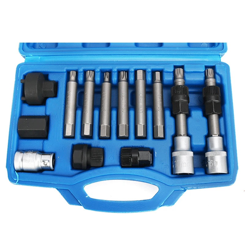 13pcs Alternator Freewheel Pulley Removal Engine Tool Set Professional Auto  Set Generator belt tray disassembly