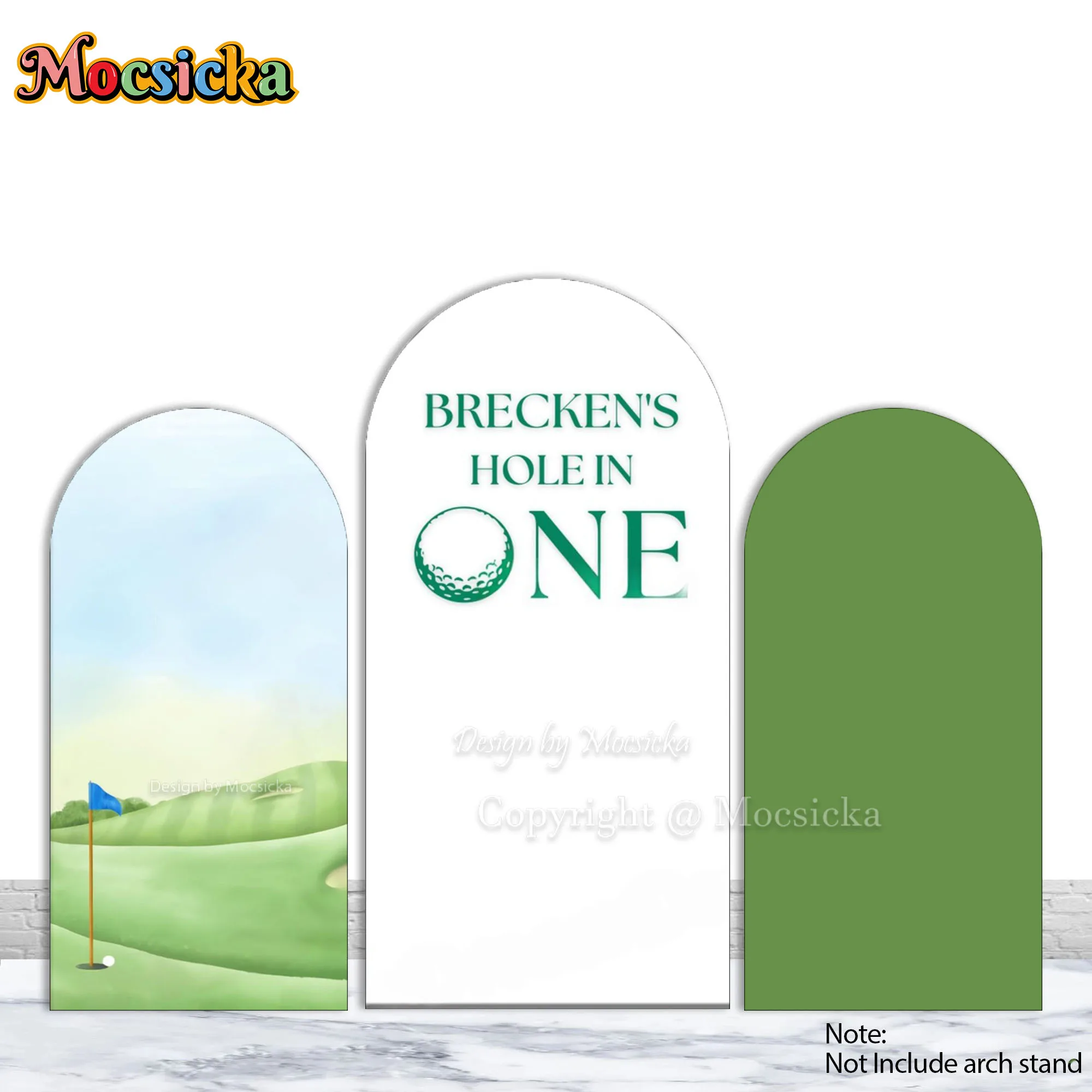 

Mocsicka изготовленный на заказ двухсторонний арочный чехол с отверстием в одной фоне для гольфа, фон для первого дня рождения, детский душ, фотобудка для студии