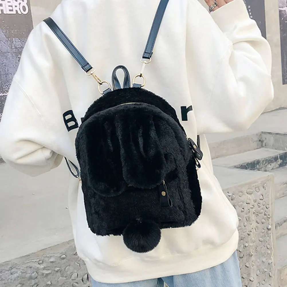 

Рюкзак с кроличьими ушками для женщин и девочек, милый дизайн, мягкий на ощупь материал, надежная молния, регулируемые лямки, легкий, компактный, на каждый день