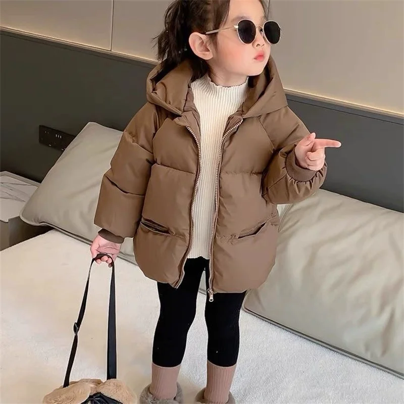 女の子用コットンコート、男の子用厚手フード付きジャケット、冬用暖かい服、秋の新作ベビーパーカー、キッズカジュアルファッションアウター、12-5歳