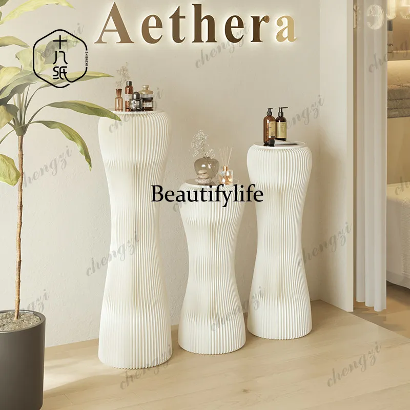 Display Cabinet Beauty Salon Showcase Cosmetics Rotary Mirror Display Rack Museum Display Cabinet Jewelry Products Set Table