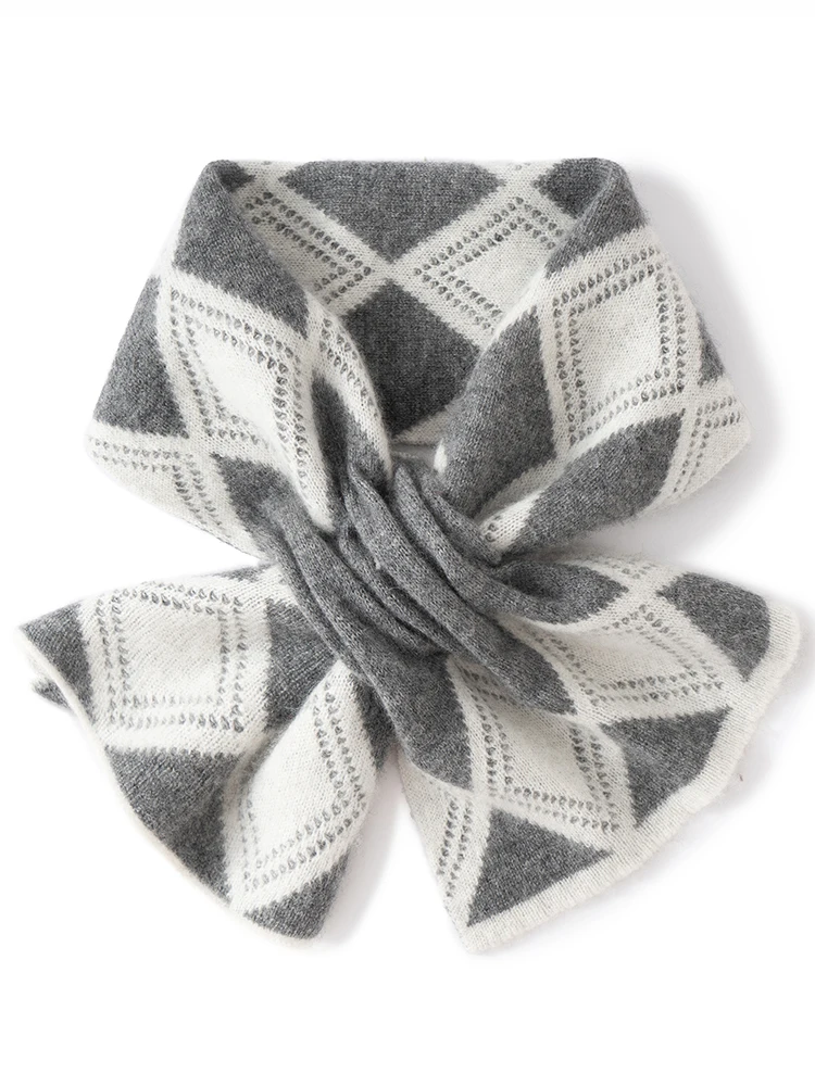 TLOML レディース 100% カシミヤ リンゲ クロス スカーフ 秋冬 ソフト 暖かい カシミヤ ニット スカーフ ファッション 高品質 トップス