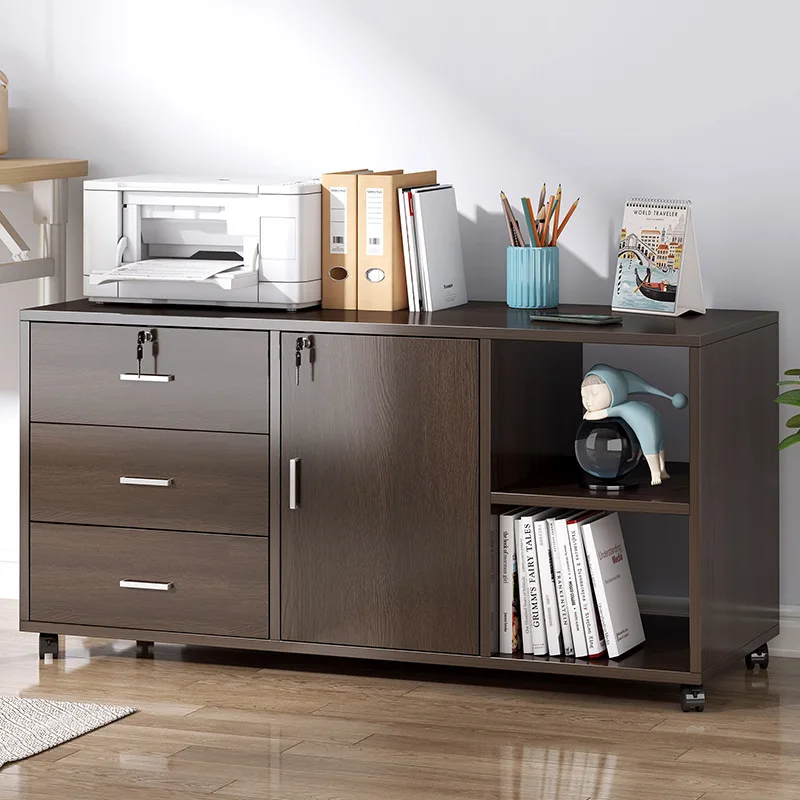 

File Cabinet Under Desk Office Cabinet Wooden Side Locked Office Printer